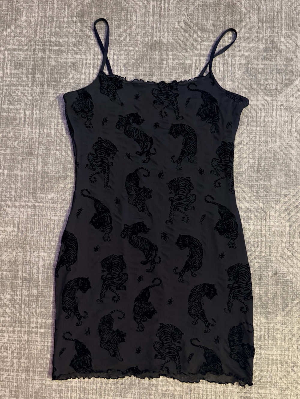 Divided Black Tiger Print Mini Slip Dress